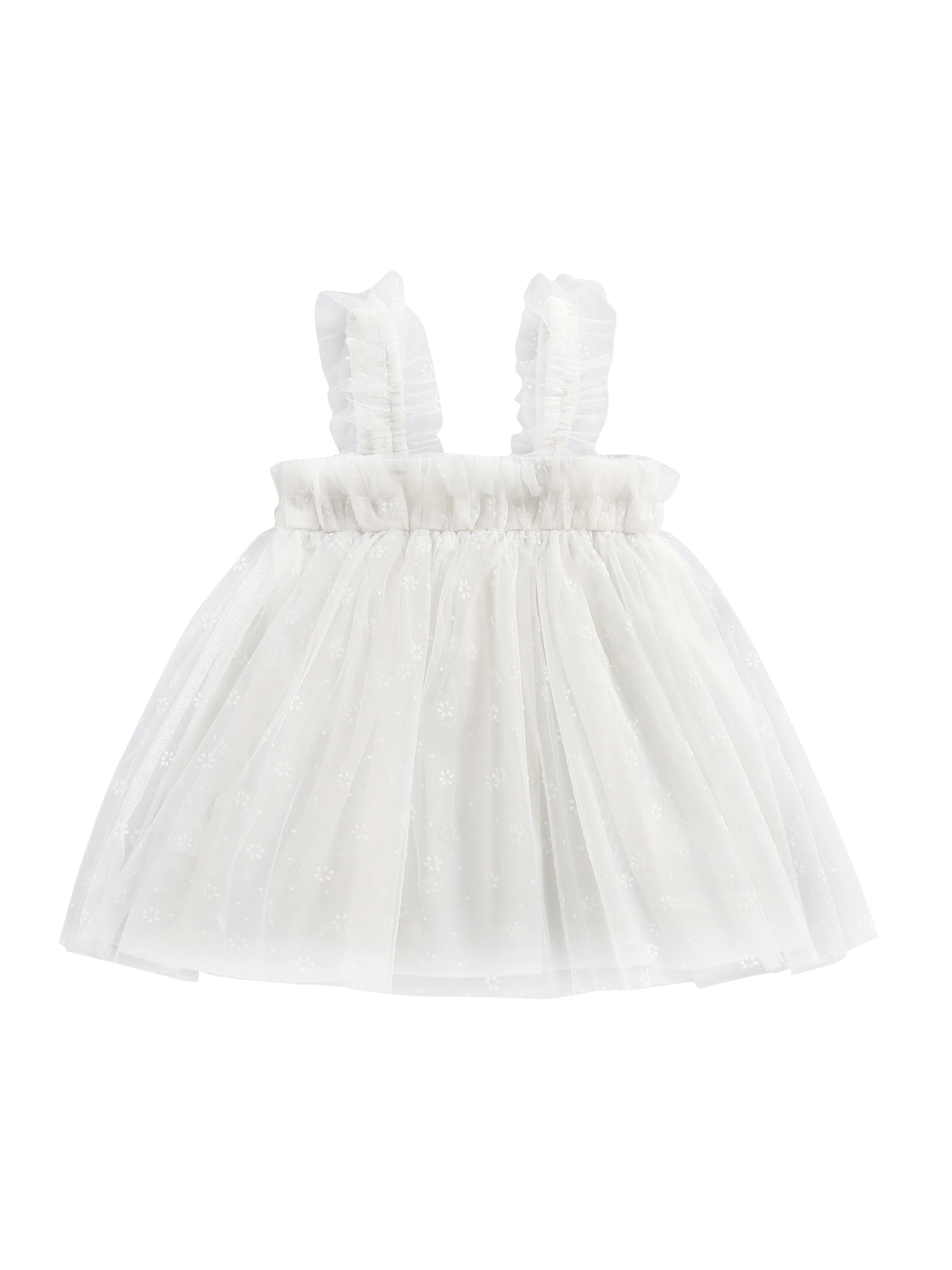 Little Girls Sweet Style Slip Dress, Printing Mesh Princess Skirt