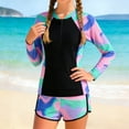 thumbnail image 1 of Little Girls Swim Suits 6-7 Girls Rash Guard Swimsuit Two Piece Bathing Suit UPF 50+ Sun Protection Long Sleeve Swimwear 6-14 Years, 1 of 8