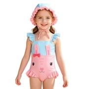 Little Girls Swimming Suit Bunny Ear Piece Infant Toddler Girl Swimsuit Cute Animal Print Bathing for Summer Beach Pool Swimwear
