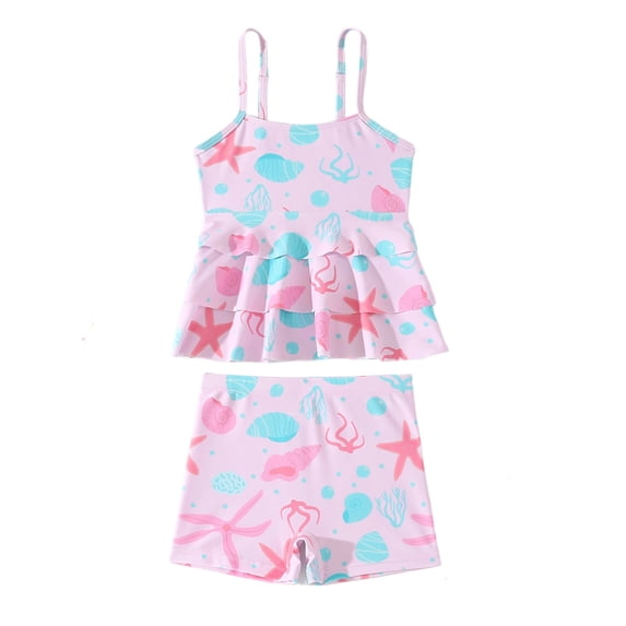 Little Girls Swimming Suit Two Piece Swimsuits for Kids UPF 50 Sun Rash Guard Swimwear with Swim Shorts Bathing Suit
