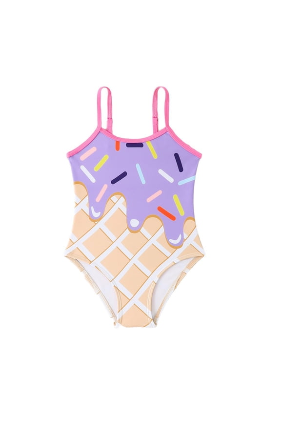 Little Girls Swimsuit Cute Floral Print Bathing Kid Summer Beach Pool Clothes