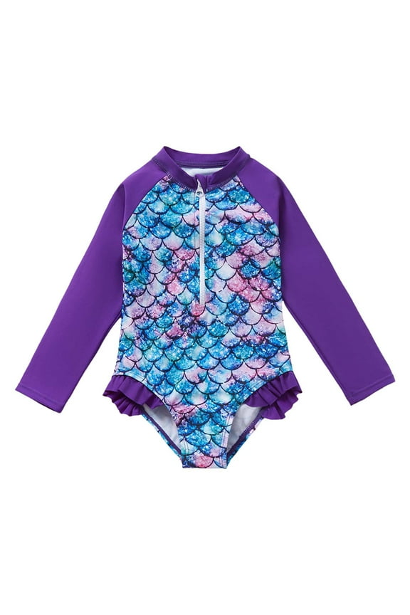 Little Girls Swimsuit Set Summer Beach Breathable With Upf 50+ Sun Protetion Swimwear Size 6-7T