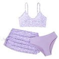 thumbnail image 1 of Little Girls Swimsuits Leaf Flower Casual Printed Split Bikini Sets with Skirt Size 7-8T, 1 of 6