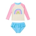 thumbnail image 1 of Little Girls Swimsuits Long Sleeve Floral Printed Ruffles Shirts Bathing Suit Swim Shirts and Rash Guards Size 5-6T, 1 of 6