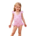 thumbnail image 1 of SROBPTY Little Girls Swimsuits Print Crew Neck Sleeveless Bathing Suits for 4-8Y, 1 of 4