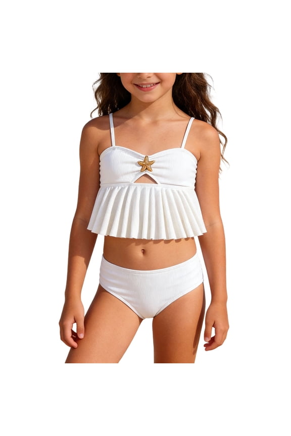 Little Girls Swimsuits Strappy Tankini Top With Print For Kids Lightweight Cute Multicolor For Holiday And Pool Cute Bathing Suit Size 7-8T