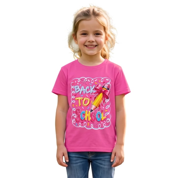 Little Girls T Shirt for Toddler 5-14 Years Kids Tee Graphic Short Sleeve Clothes Tops