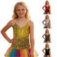 thumbnail image 1 of Little Girls Tops Sequin V-Neck Sequin Camisole Top Size 7-9T ,Gold, 1 of 4