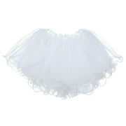 Little Girls Tutu Ruffle Edge 3-Layer (4 mo - 3T) White
