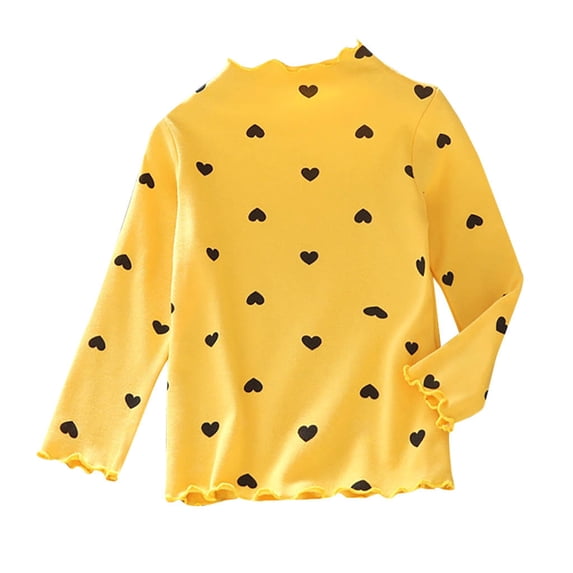 Little Girls Undershirt Long Sleeved High Neck T-Shirt Casual Soft Comfortable Tshirt
