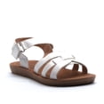 thumbnail image 1 of Little Girls Urban Strappy Slip On Footbed Rubber Sole Slides Sandals Shoes, White, 10, 1 of 4