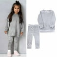 thumbnail image 1 of Little Girls Velour Sweatsuit Round Neck Sweatshirt Pullover Sweatpants Jogger 2Pcs Velvet Outfits Set, 1 of 6