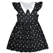 Little Girls Black Dress Halloween Casual Cartoon Dresses