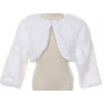 thumbnail image 1 of Little Girls White Faux Fur Pearl Button Special Occasion Shrug White Size 4, 1 of 4