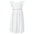 thumbnail image 1 of Little Girls White Layered Bottom Satin Tape Chiffon Dress 1/2, 1 of 2