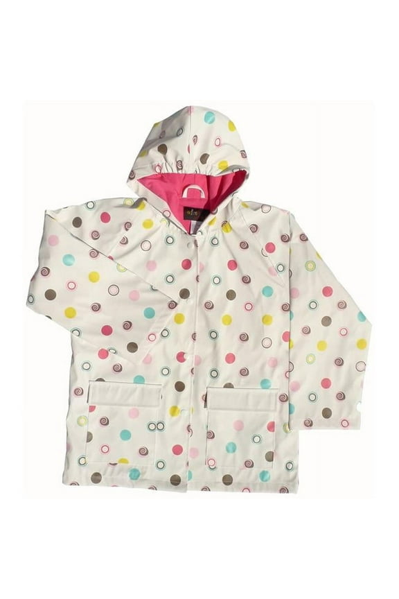 Little Girls White Polka Dots Rain Coat 4T