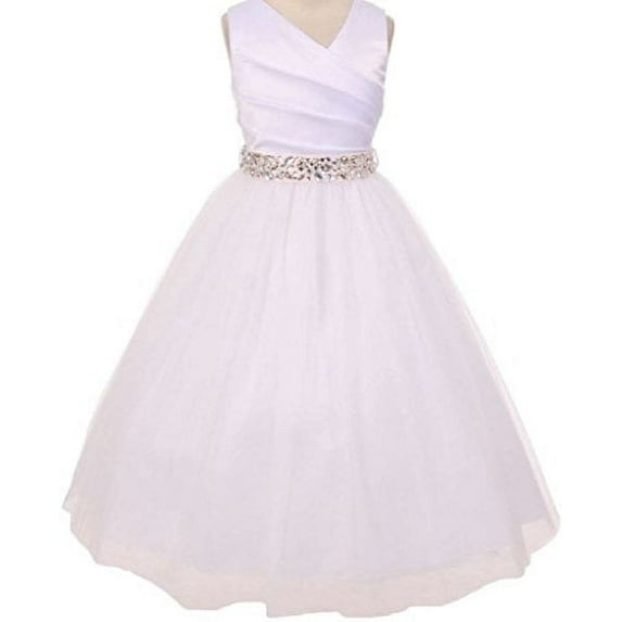 Little Girls White Rhinestone Belt Communion Flowers Girls Dresses Baby Pink 4