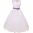 thumbnail image 1 of Little Girls White Rhinestone Belt Communion Flowers Girls Dresses Royal 2, 1 of 2