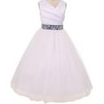 thumbnail image 1 of Little Girls White Rhinestone Belt Communion Flowers Girls Dresses Royal 4, 1 of 2