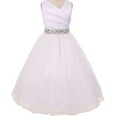 thumbnail image 1 of Little Girls White Rhinestone Belt Communion Flowers Girls Dresses Silver 6, 1 of 2