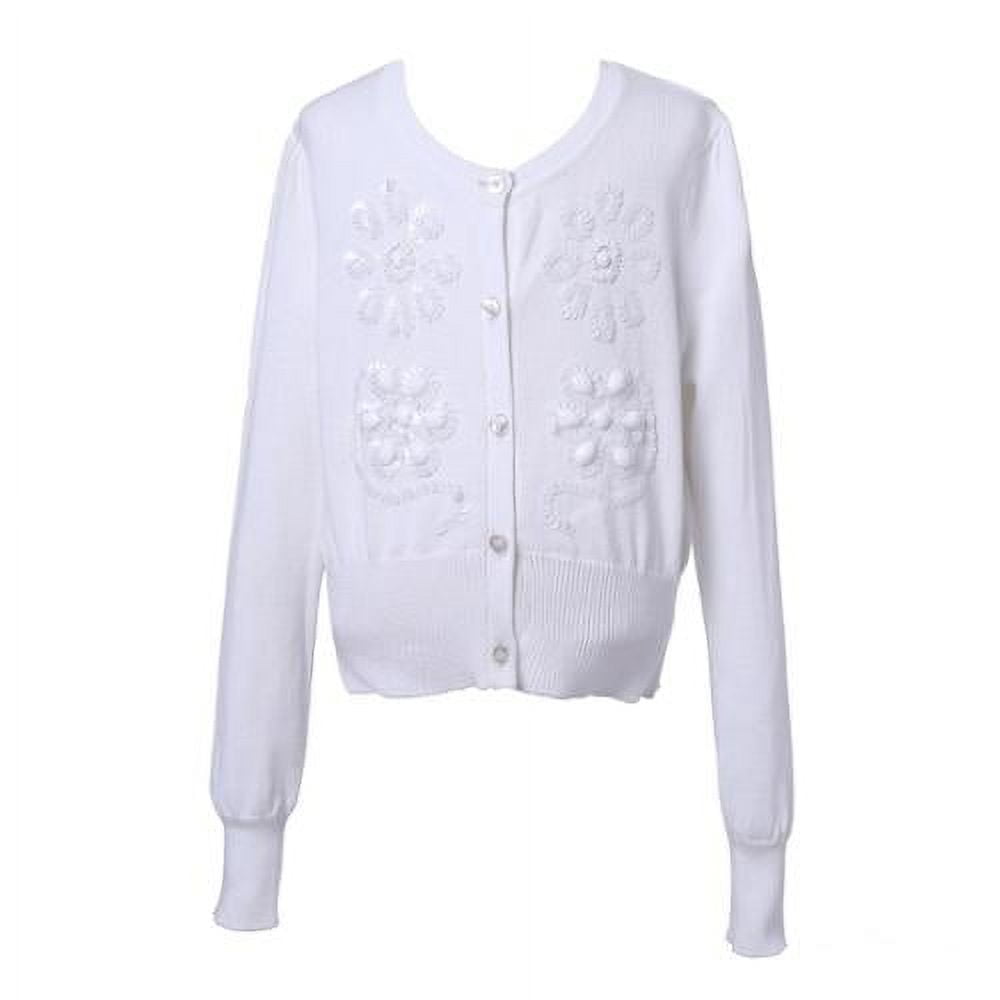 Little Girls White Snow Sparkle Sequin Cardigan Sweater 3/4 - Walmart.com