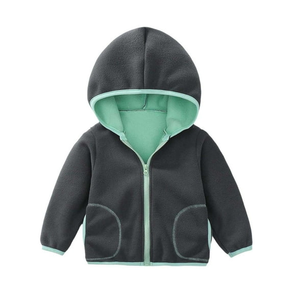 Little Girls Windproof Hooded Coat Patchwork Jacket Kids Warm Outerwear Clothing Grey Size 6-7T