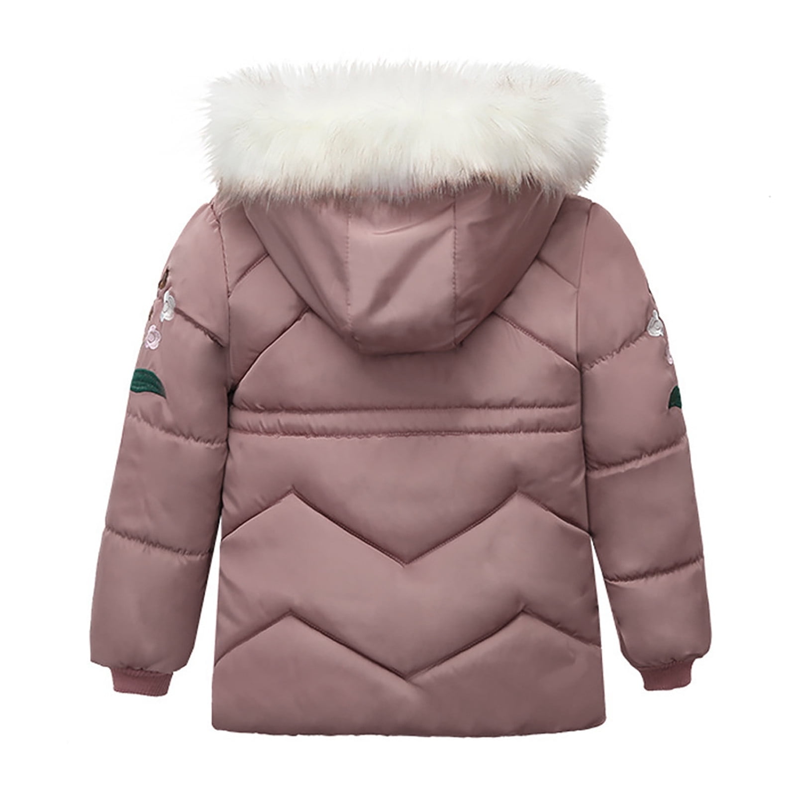 Little Girls Winter Coat Long Puffer Down Jacket Windproof Hooded Outwear Children's Thick Padded Coat Size 6-7T