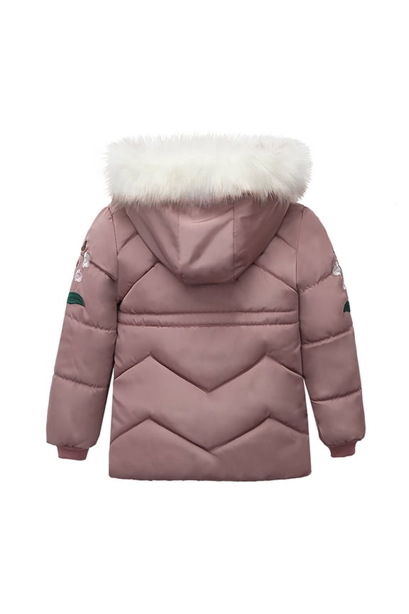 Little Girls Winter Coat Long Puffer Down Jacket Windproof Hooded Outwear Children's Thick Padded Coat Size 6-7T