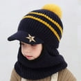 thumbnail image 1 of Little Girls Winter Knitted Hat Earflap Hood Scarves Lined Hat Thick Scarf for Kids Baby Boys, 1 of 4