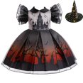 thumbnail image 1 of Little Girls Witch Costume Dress Halloween Party Outfit With Hat, 1 of 6