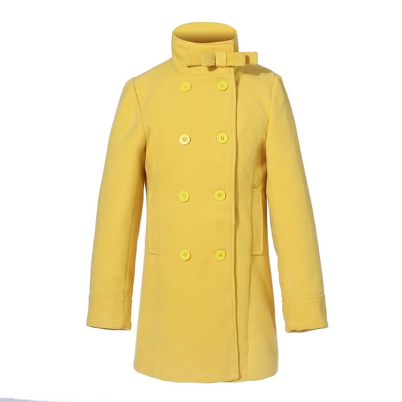 Little Girls Yellow Double-Breasted Stand Collar Jacket 4