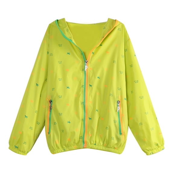 Little Girls Yellow Zip Animal Print Jacket 3