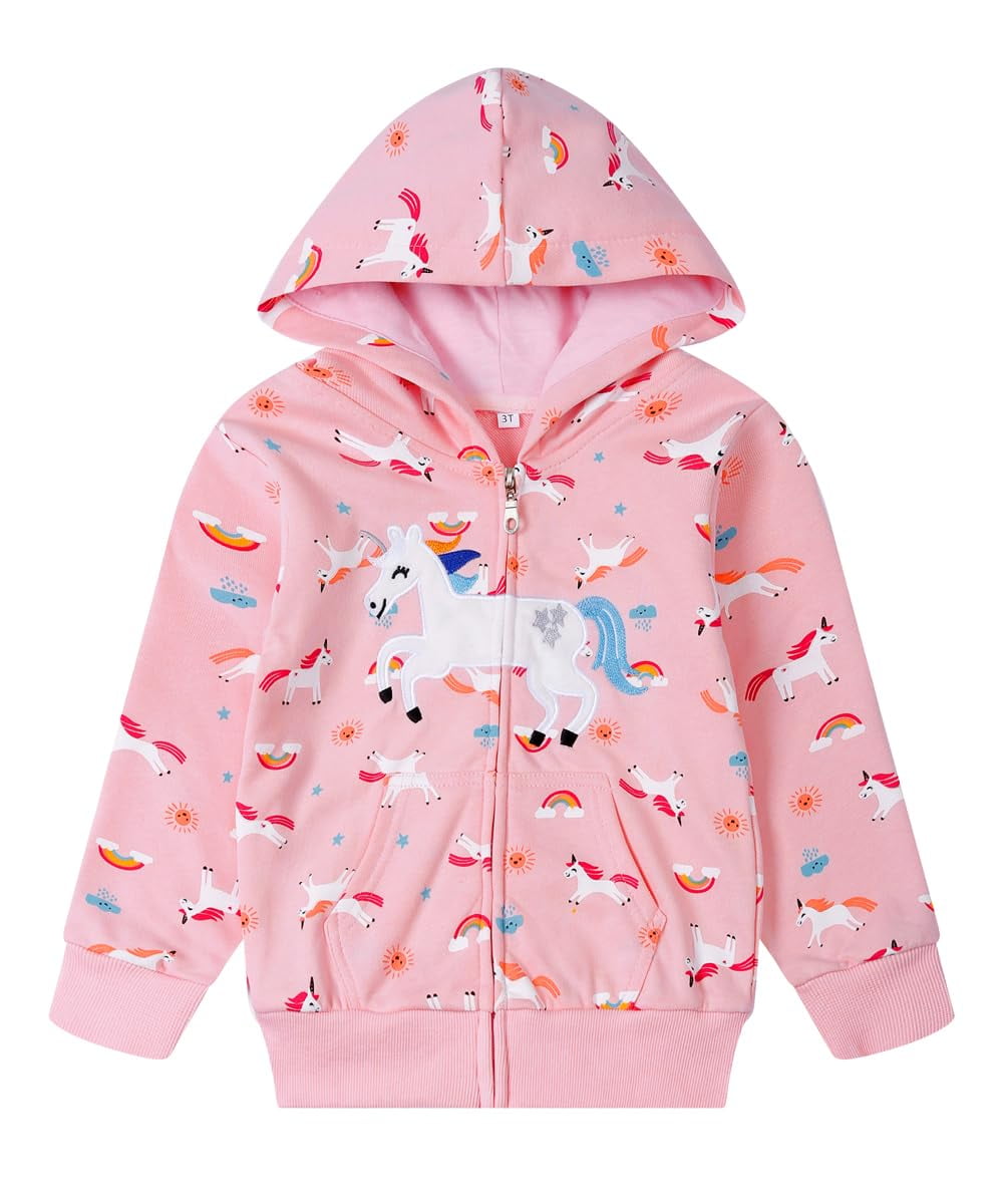 Little Girls Zip up Rainbow Unicorn Sweatshirt Kids Winter Jacket ...