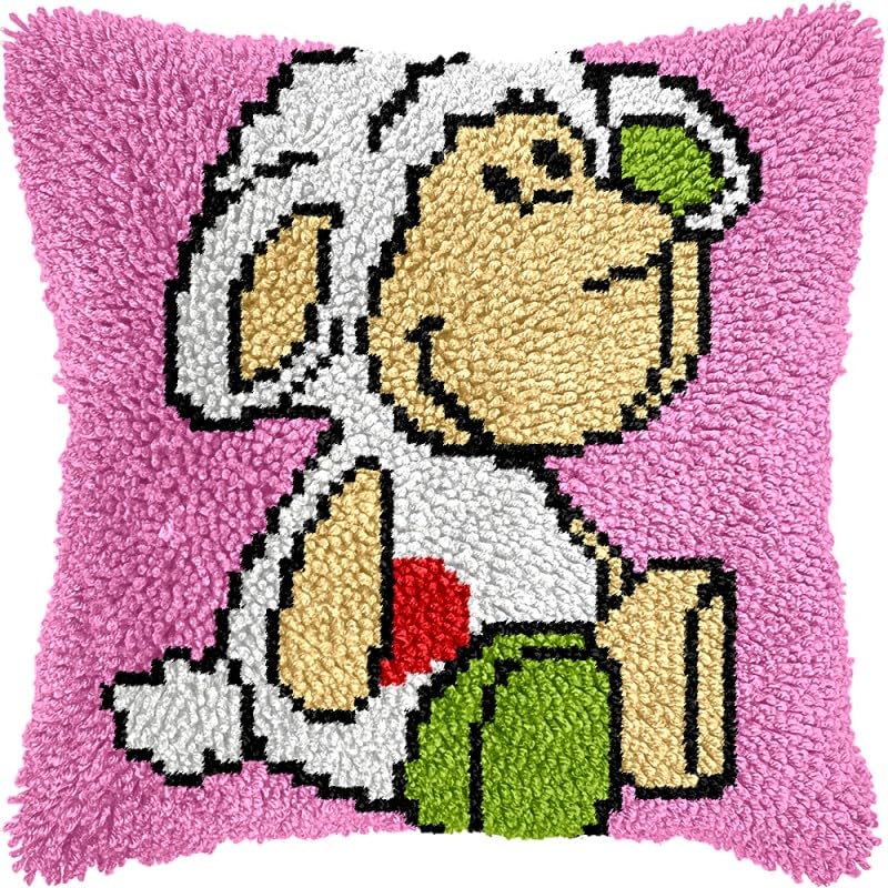 Little Goat Latch Hook Pillows Kits Cushion Pillow Cover with Pattern Printed Canvas Sofa Hooking Pillowcase Crafts Embroidery Latch Hooking Crochet Kits Set 17x17 inch(2)