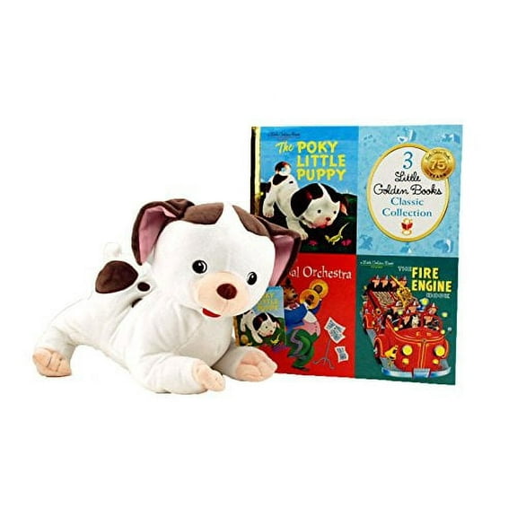 Pre-Owned Little Golden Books: The Poky Little Puppy, The fire Engine and Animal Orquestra with Poky Little Puppy Plush Toy Paperback