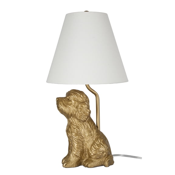 Whimsical Gold Pet Table Lamp - 18" Tall Detailed Fur Texture Base - Stylish Home Accent for Living Room or Den