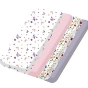 Little Grape Land 4-Pack Mini Crib Sheets,Playard Mattress for Baby Girl,38"x 26" Portable Mini Crib,Soft Pack N Play Sheets Fitted,Butterfly&Floral