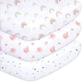 thumbnail image 1 of Little Grape Land Crib Sheets for Baby Girls 3 Pack, 28"x 52" Extra Soft Microfiber Crib Sheet Set for Standard Crib & Toddler Mattress Pad, Rainbow & Elephant & Stars, 1 of 3