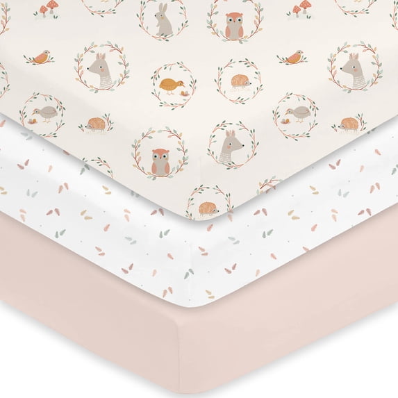 Little Grape Land Crib Sheets for Baby Boys Girls 3 Pack, 28"x 52" Extra Soft Microfiber Crib Sheet Set for Standard Crib & Toddler Mattress Pad, Animal