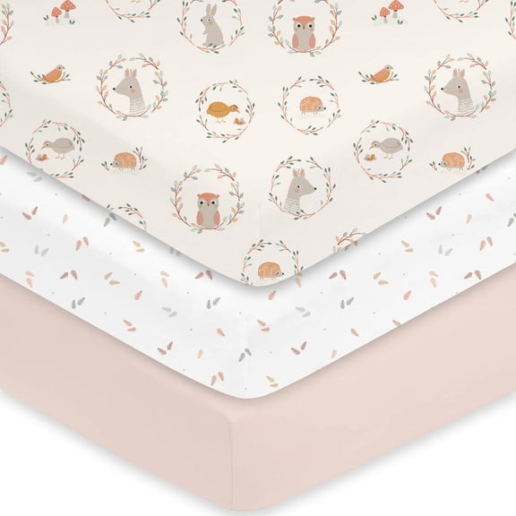 Little Grape Land Crib Sheets for Baby Boys Girls 3 Pack, 28"x 52" Extra Soft Microfiber Crib Sheet Set for Standard Crib & Toddler Mattress Pad, Animal