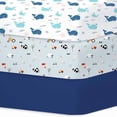 thumbnail image 1 of Little Grape Land Crib Sheets for Baby Boys Girls 3 Pack, 28"x 52" Extra Soft Microfiber Crib Sheet Set for Standard Crib & Toddler Mattress Pad, Whale & Rustic Ranch-Blue & Blue, 1 of 4