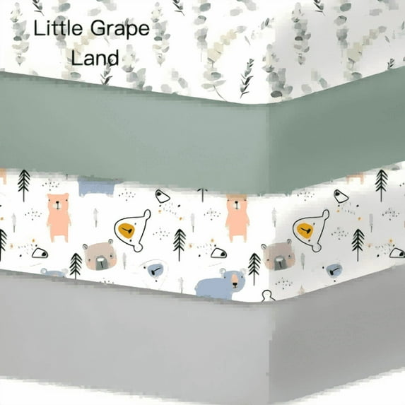 Grape Baby 4PK" Fitted Crib Sheets for Boys Girls,Organic Elastic fabric,Huggable Bear