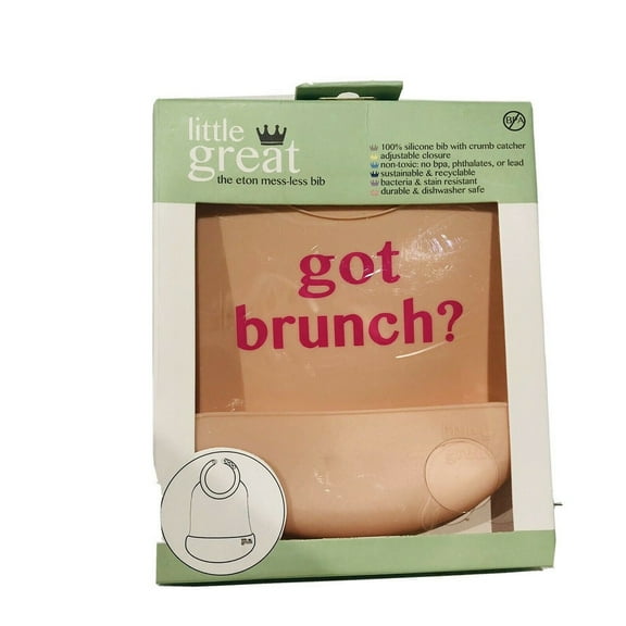 Little Great The Eton Mess-less Silicone Bib 'got Brunch' Self Feeder for Infants, Age 6 Months, Pink
