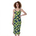 thumbnail image 1 of Little Green Dinosaur Pattern Print Slim Fit Midi Cami Dress, Dinosaur Fashion Summer Maxi Sexy Casual Dress For Women, 1 of 4