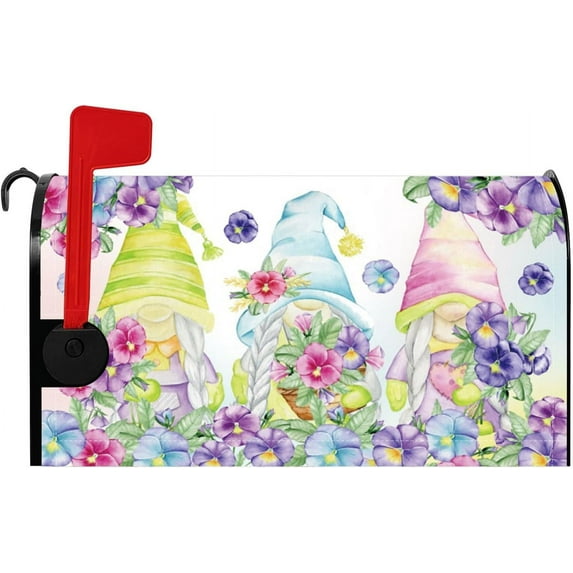 Little Grones with Floral Mailbox Covers Spring Flower Mailbox Cover Magnetic Summer Colorful Flowers Mail Box Cover Standard Size 18x21 Inch Garden Yard Decoration for Outdoor