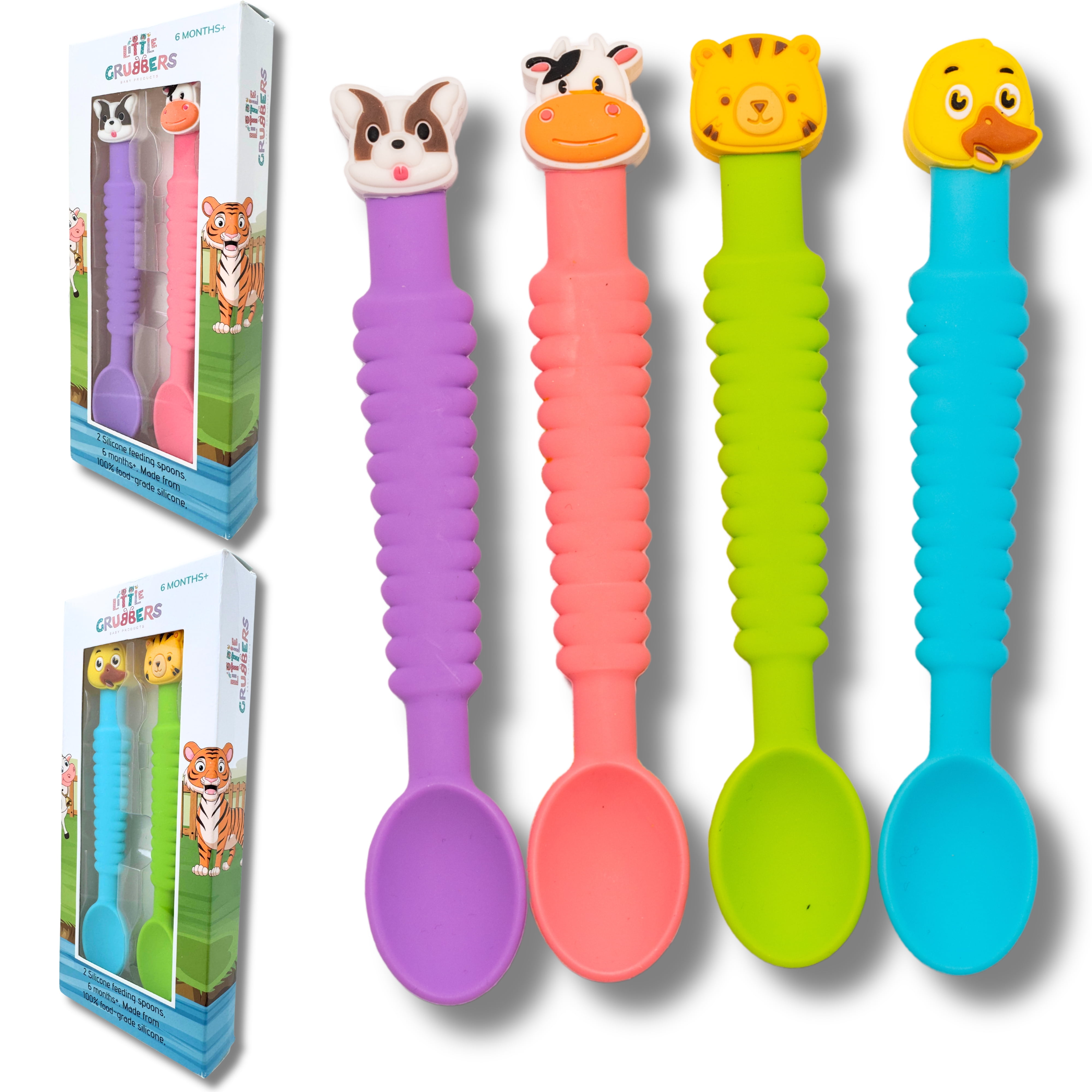 3-in-1 Silicone Baby Spoon Self Feeding 6+ Months - Pediatric OT Designed Teether Spoon, BPA Free Toddler Utensils, Mess-Free, Fun for Baby Led Weaning Supplies, Complete Set