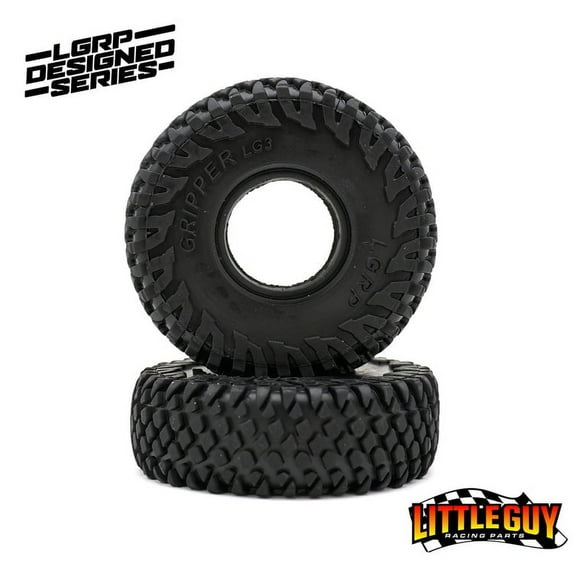 Little Guy Racing Gripper LG3 1.0 inch Tires 1/24 RC (4 Tires), Black, 62mm x 21mm x R1 + Sticker