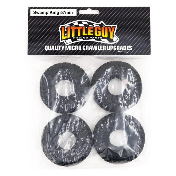 Little Guy Racing Swamp King M/T (57mm) 1.0 Inch Tires Compatible with 1/24 RC Axial SCX24, RGT, , Enduro, URUAV (4 Tires per Order), Black, 57mmx22mmR1 + Free Get4Cheap Sticker