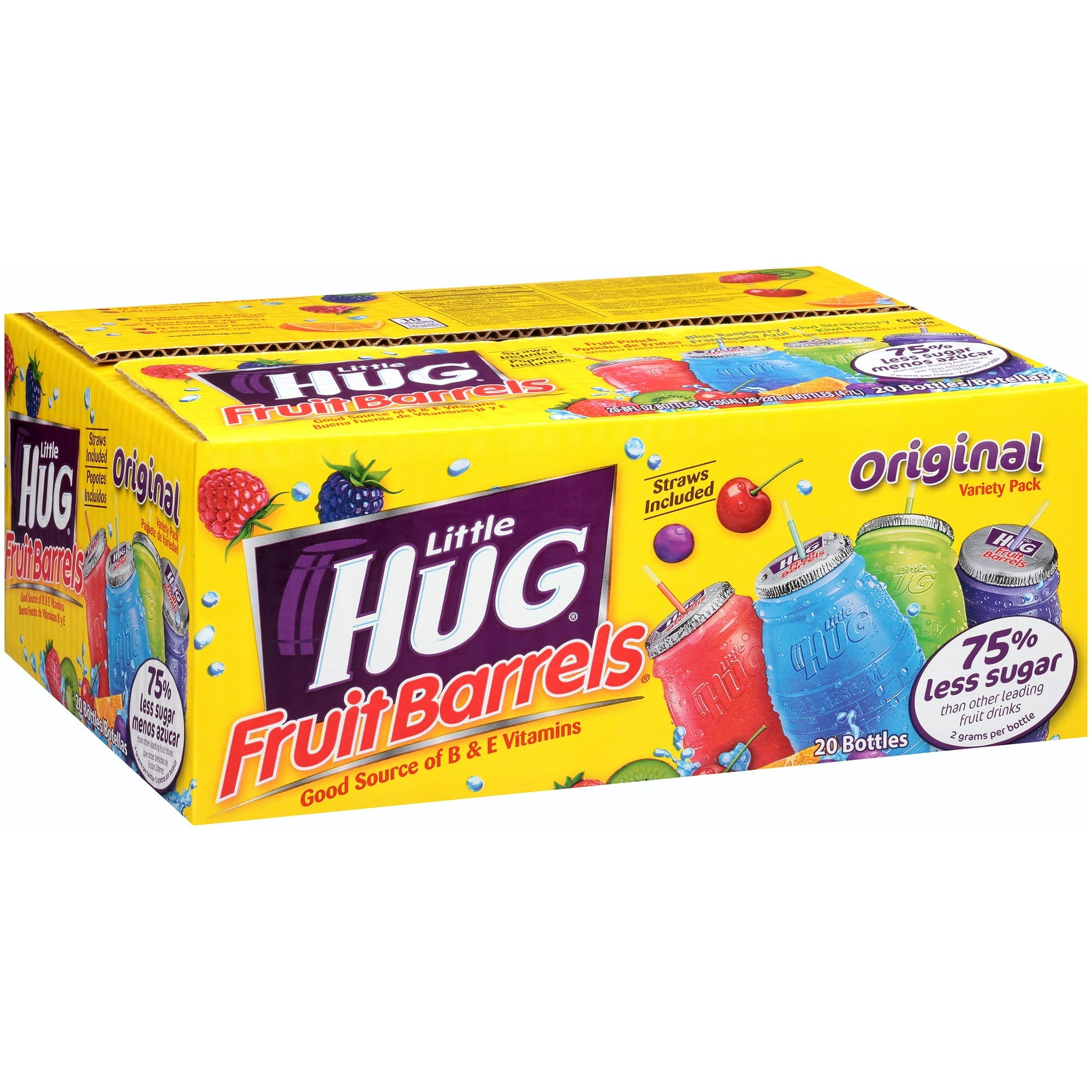 Little HUG Fruit Barrels, Original, Shelf Stable Kids Drinks Variety Pack, 20 Count, 8 fl oz Bottles