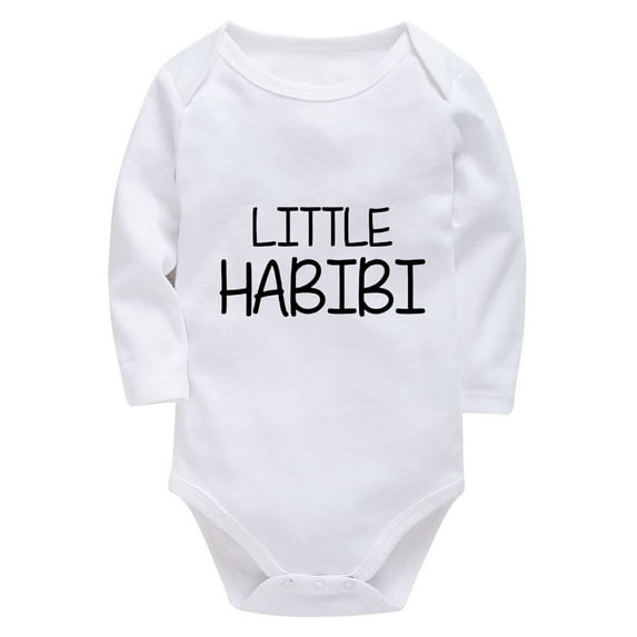 Little Habibi Gender Neutral Baby Onesie Long Sleeve Baby Boy Bodysuit White Baby White Onesie 0-3 Months